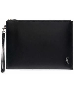 Saint Laurent Leather Clutch - Schwarz