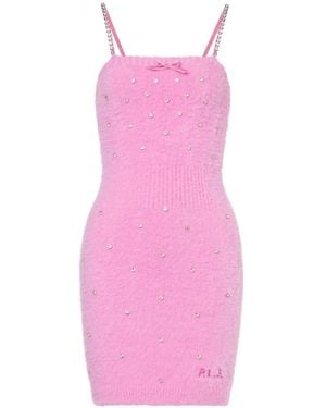 Philosophy Di Lorenzo Serafini Super Soft Knit Minidress With Rhinestones - Pink