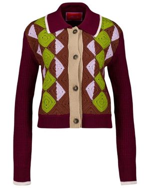 La DoubleJ Truien & Vesten ,Veelkleurig ,Wol Wool Crochet Mini Cardigan - Rood