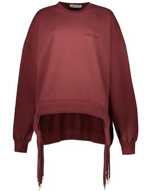 Ambush Hoodies & Sweatvesten ,Bruin ,Katoen Geribbelde Katoenen Sweatshirt Met Asymmetrische Zoom - Rood