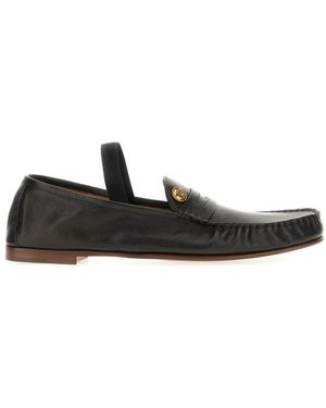 Versace Guanto Leren Mocassins - Zwart