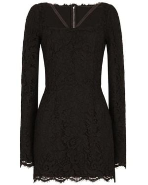 Dolce & Gabbana Spitzen minikleid quadratischer ausschnitt - Schwarz