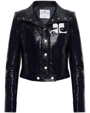 Courreges Jassen ,Blauw ,Katoen Vinyl Jacket Reissue