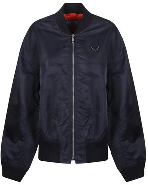 Prada Jassen ,Blauw ,Leer Twill Bomberjack