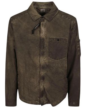 C.P. Company Jassen ,Bruin ,Nylon Flatt Nylon Padded Zipped Overshirt - Groen