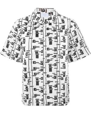 Prada Wit Bedrukt T-Shirt Met Korte Mouwen - Zwart