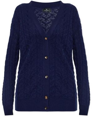 Etro Truien & Vesten ,Blauw ,Wol Wol Cardigan
