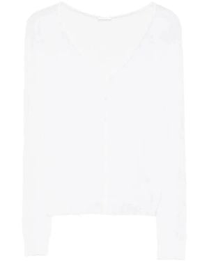 Roberto Collina Truien & Vesten ,Wit ,Buttoned V-Neck Cardigan