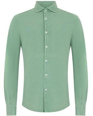 Fedeli Overhemden ,Groen ,Katoen Elegant Long-Sleeve Shirt