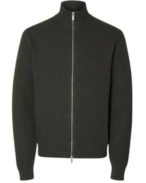 SELECTED Ls Knit Structure Full Zip - Zwart