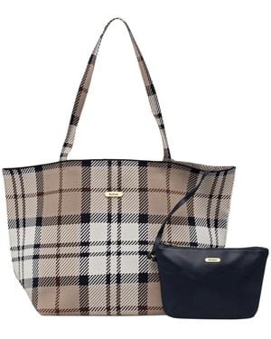 Barbour Layla Tartan Large Tote Bag - Grau