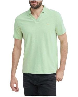 Calvin Klein Polo Met Open Kraag Van Katoen En Linnen - Groen