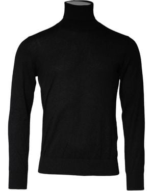 Dolce & Gabbana Luxuriöser Schwarzer Turtleneck Sweater Classic Fit