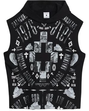 Marcelo Burlon Hoodies & Sweatvesten ,Zwart ,Katoen S6Cmmahs 040 Mouwloos T-Shirt