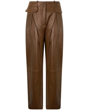 Alberta Ferretti Leather Trousers - Brown