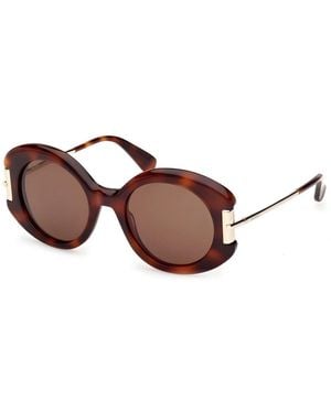 Max Mara Zonnebril Met Rond Montuur - Bruin