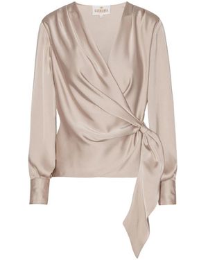 Karmamia Overhemden ,Satijn Elegante Gedrapeerde Blouse Ines Shell - Naturel
