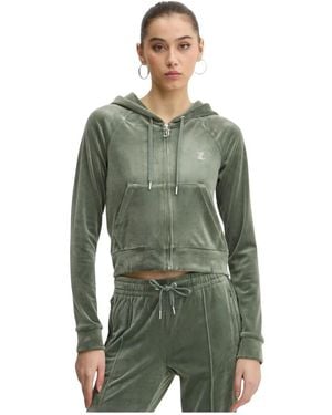 Juicy Couture Diamanté Velour Zip-Through Hoodie - Groen