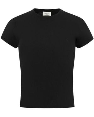 Saint Laurent Tops ,Zwart ,Katoen Fitted Crew Neck T-Shirt