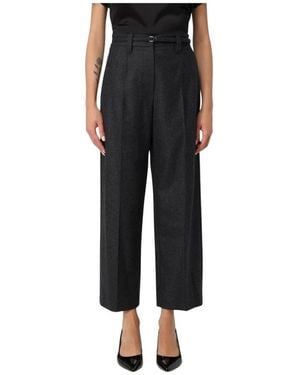 Brunello Cucinelli Wide Leg Cropped Pants - Zwart