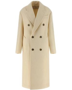 Ami Paris Double-Breasted Coats - Natural