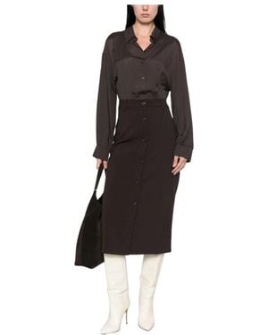 Twinset Midi Jurk Van Bi-Materiaal - Zwart