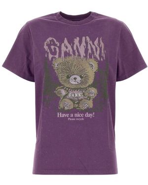 Ganni T-Shirts - Purple