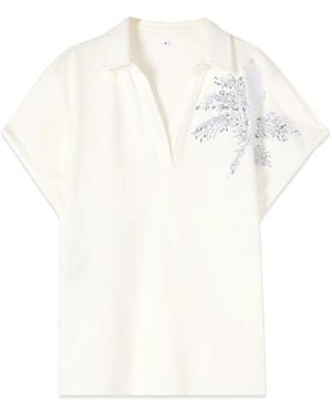 Oltre Overhemden ,Wit ,Pailletten Polo Met Borduursel En Pailletten