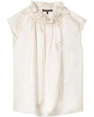 Luisa Cerano Zijden Blouse Met Geplooid Kraagje En Asymmetrische Uitsparing - Wit