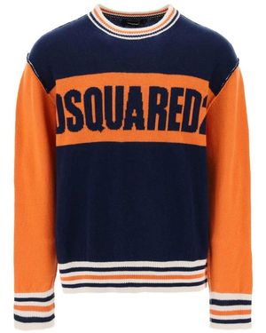 DSquared² Jacquard Woll-College-Pullover - Blau