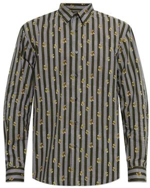 Dries Van Noten Overhemden ,Veelkleurig ,Katoen Caper Overhemd - Grijs