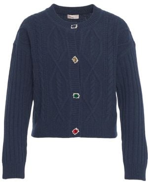 Liu Jo Cable Knit Cardigan - Blau