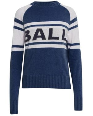 Ball Logo Strickpullover Schwarz Iris Melange - Blau