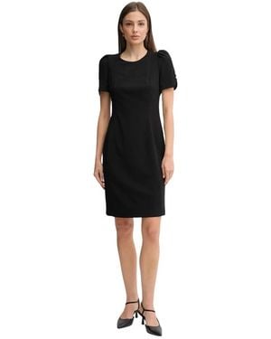 DKNY Puff-Sleeve Button Mini Jurk - Zwart