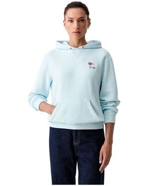 KENZO Flower Embroidered Hoodie - Blauw