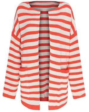 Alysi Truien & Vesten ,Veelkleurig ,Gestreepte Vest Met Zakken - Rood