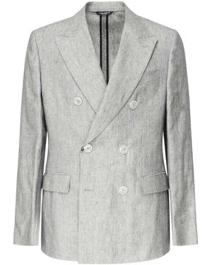 Dolce & Gabbana Grauer Leinen-Canvas-Blazer