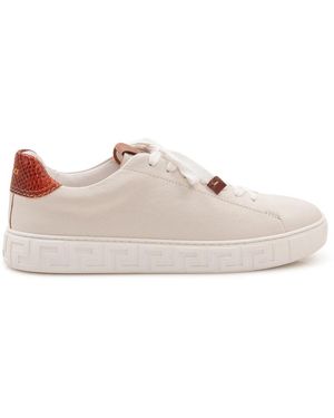 Versace Schoenen ,Leer Greca Leren Sneakers - Roze