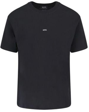 A.P.C. Es Baumwoll-T-Shirt mit weißem Logo - Schwarz