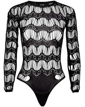 Saint Laurent Zwart Kant Bodysuit