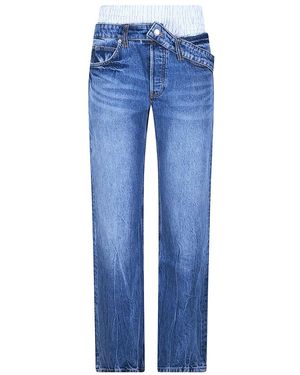 Alexander Wang Jeans ,Blauw ,Pre Styled Slim Boxer En Jeans Met Lage Taille