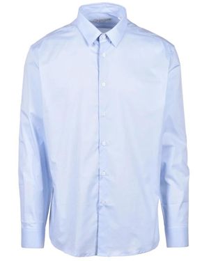 Daniele Alessandrini Grijze Katoenen Overhemd - Blauw
