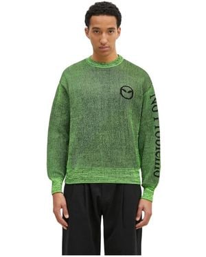 No Problemo Glitch Alien-O Rundhals-Pullover - Grün