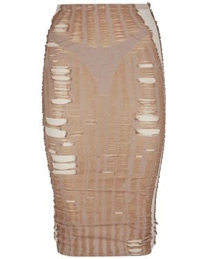 DIESEL Maxi Skirt With Intricate Cut-Outs And Layered Effect - Natural