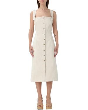 Patou Klassisches Button-Front Midi Kleid - Natur