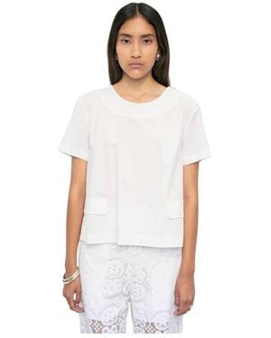 MEIMEIJ Overhemden ,Wit ,Kanten Achterkant Ronde Hals Shirt