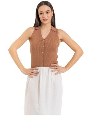 Kocca Truien & Vesten ,Bruin ,Sleeveless Tops - Wit