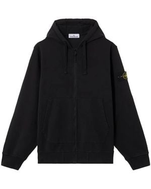 Stone Island Hoodies & Sweatvesten ,Zwart ,Katoen Cotton Zip-Up Hoodie