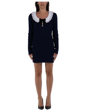 Alessandra Rich Korte Jurk Met Kraag - Blauw