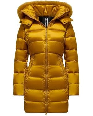 Bomboogie Giacca in nylon accogliente con pelliccia - Giallo